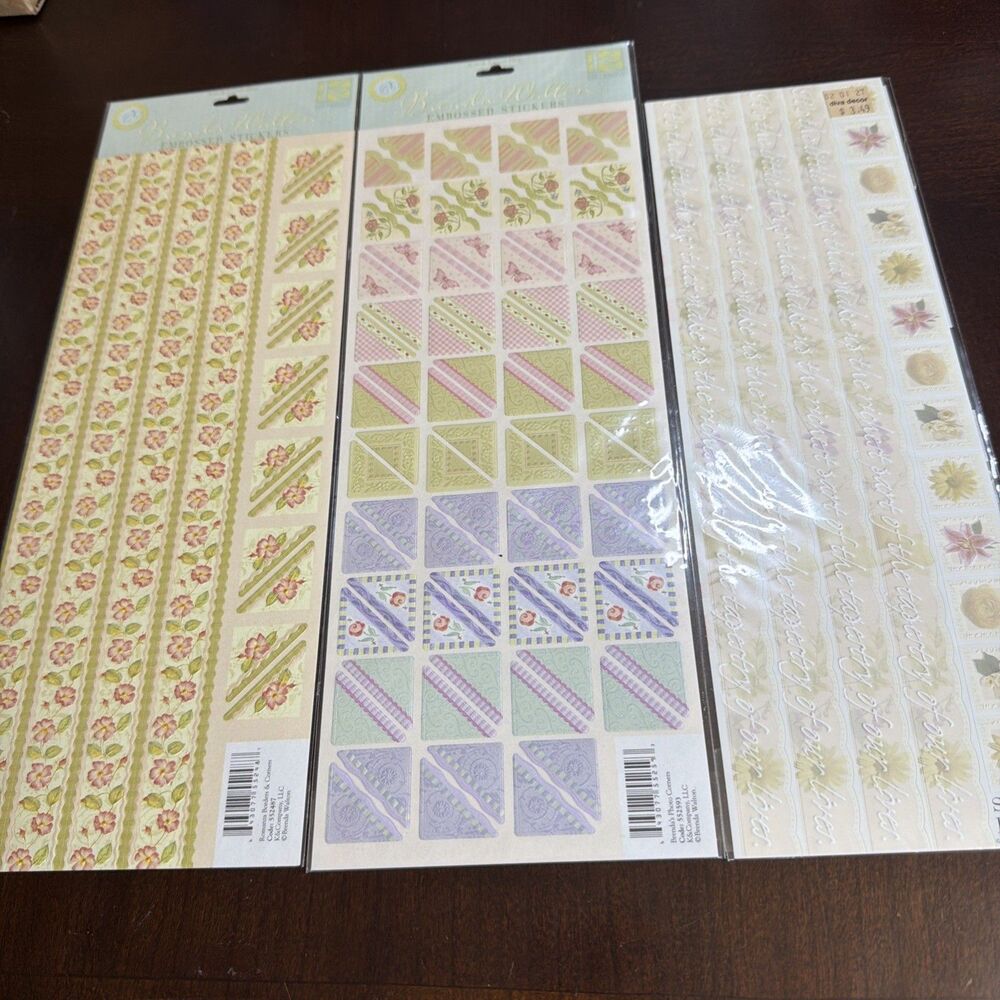 K&Company Embossed Stickers 3 Sheets Scrapbooking